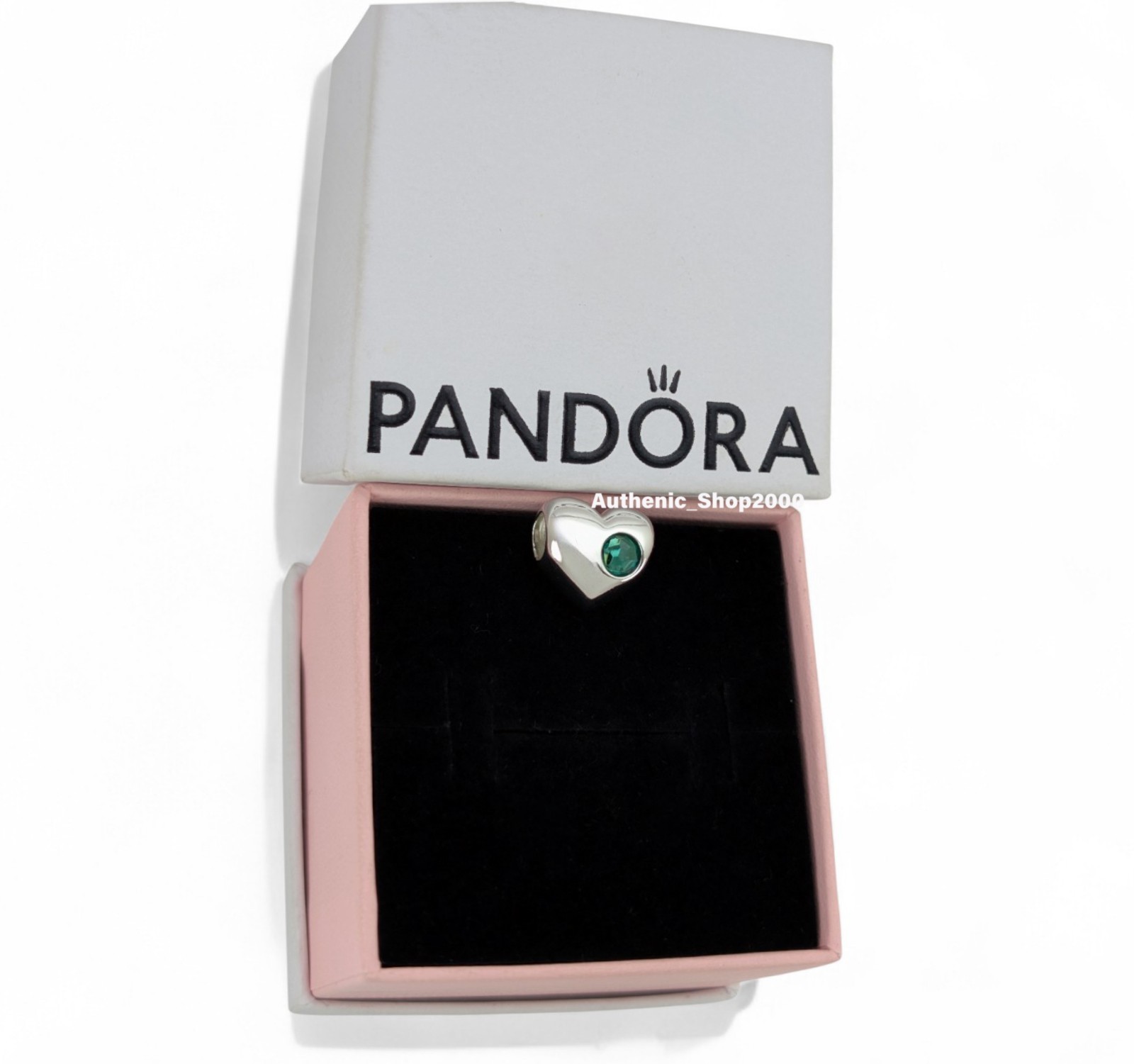 NEW 100% Authentic PANDORA 925 Ale Engravable Green Stone Heart Charm 794161C05