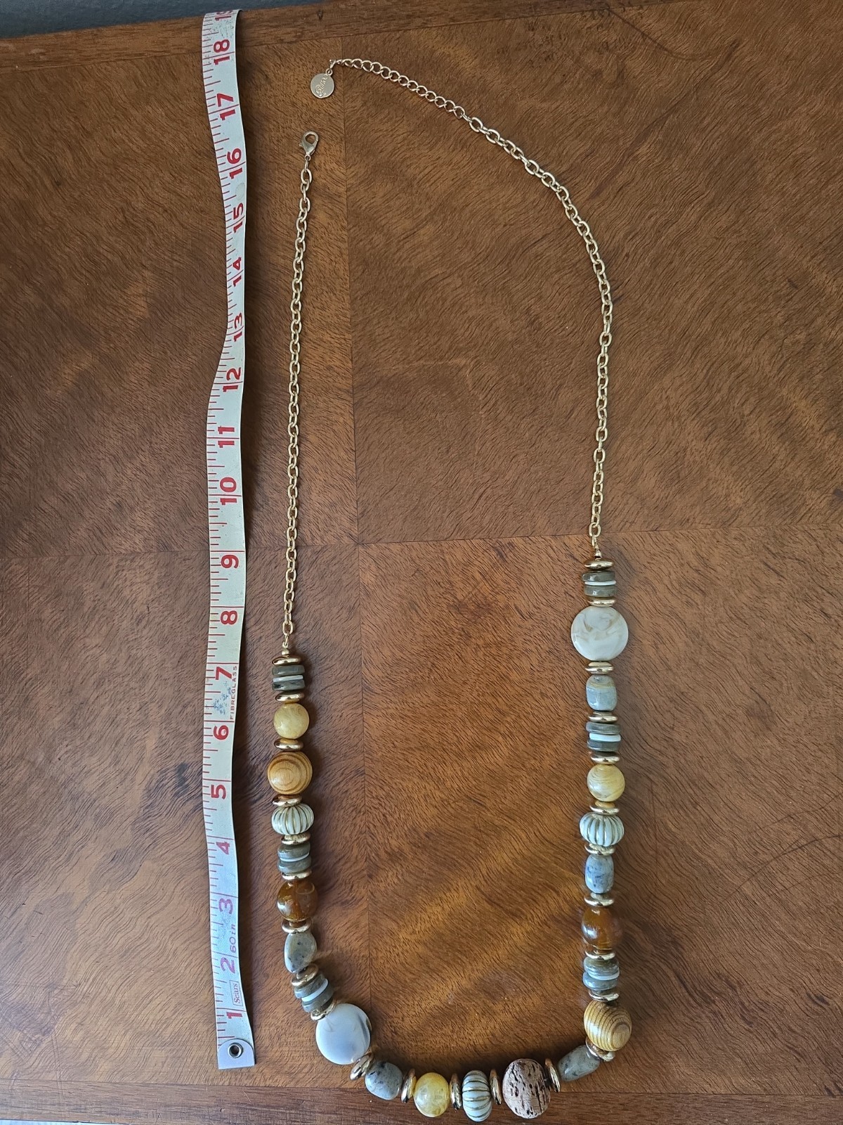 Chunky NECKLACE with Brown, beige, Beeds