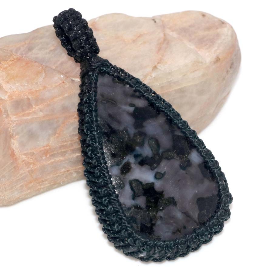 Macrame Thread Merlinite Pendant 2.1″ Best Seller Gift Limited Stock Deal MJ