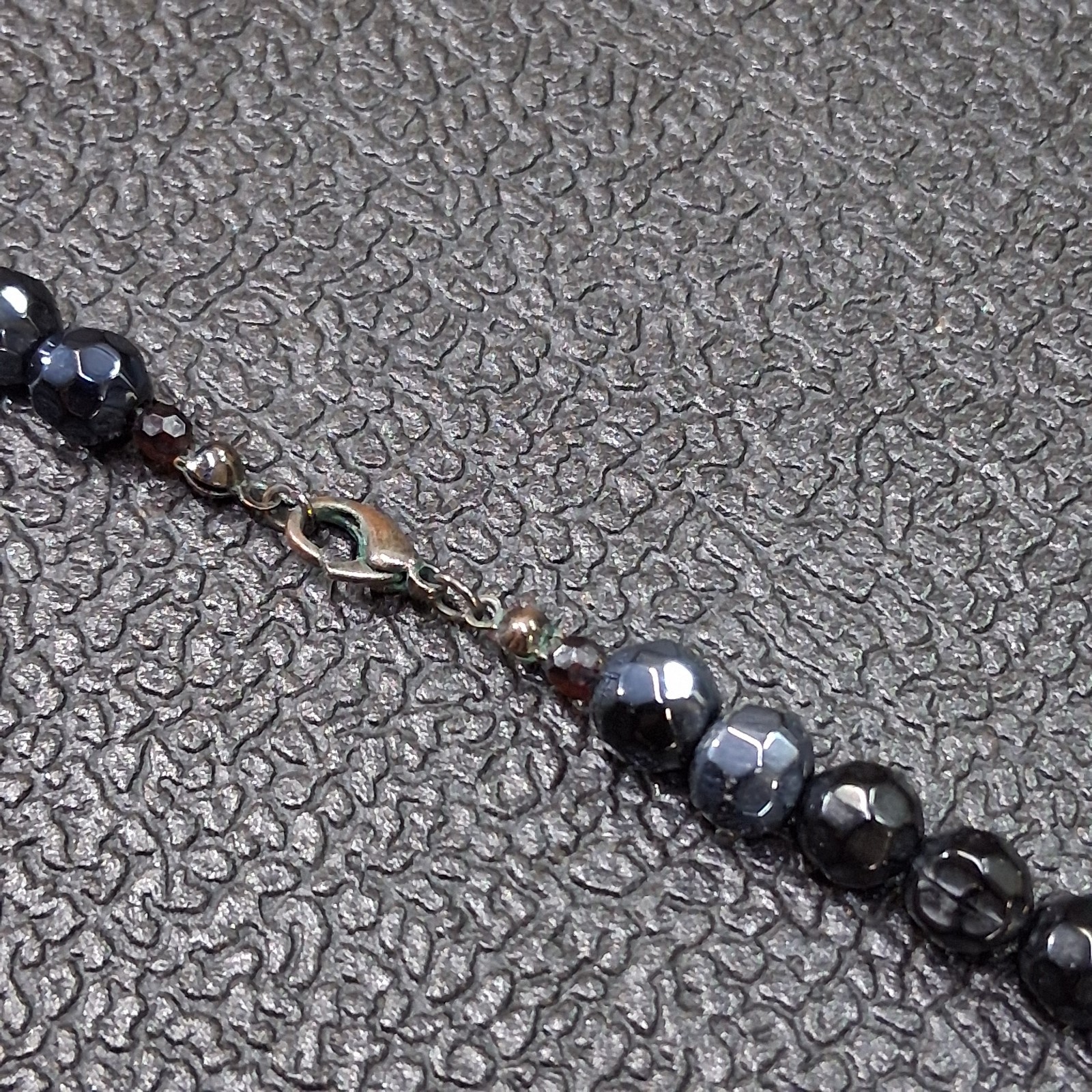 Vintage Black Semi-Faceted Varying Size Round Bead Lobster Clasp Necklace