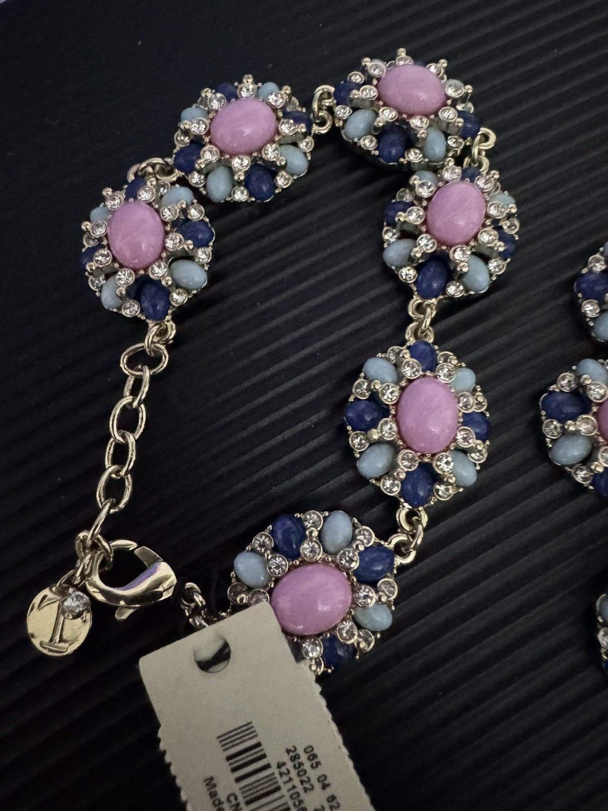 TALBOTS NWT Gold Tone Blue/Pink/Cubic Jewelry Set