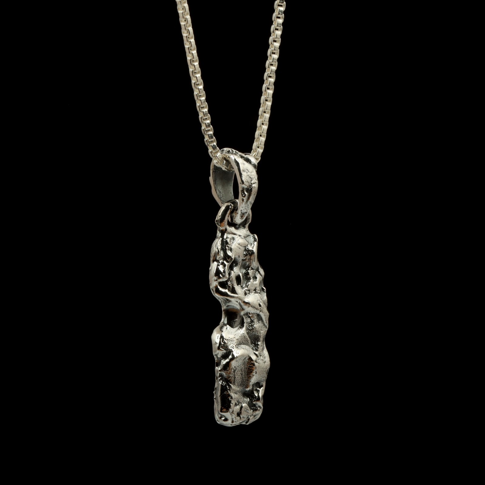 Brutalist Molten Lava Abstract Pendant in Oxidized 925 Sterling Silver Jewelry