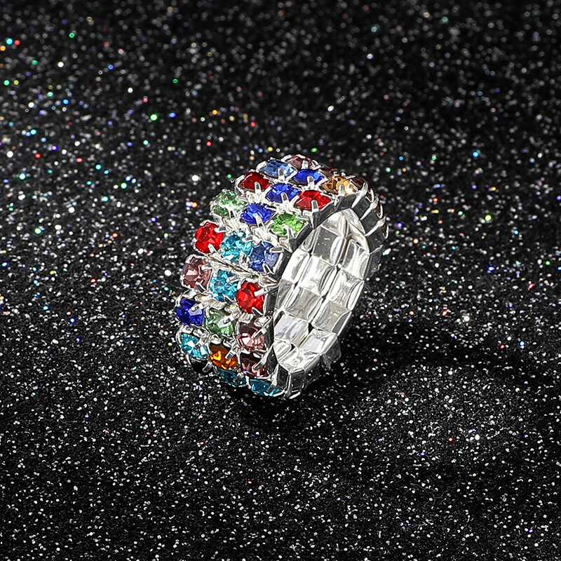 Fashion Women Punk Crystal Rhinestone Ring Elastic Ring DIY Wholesale Lovers