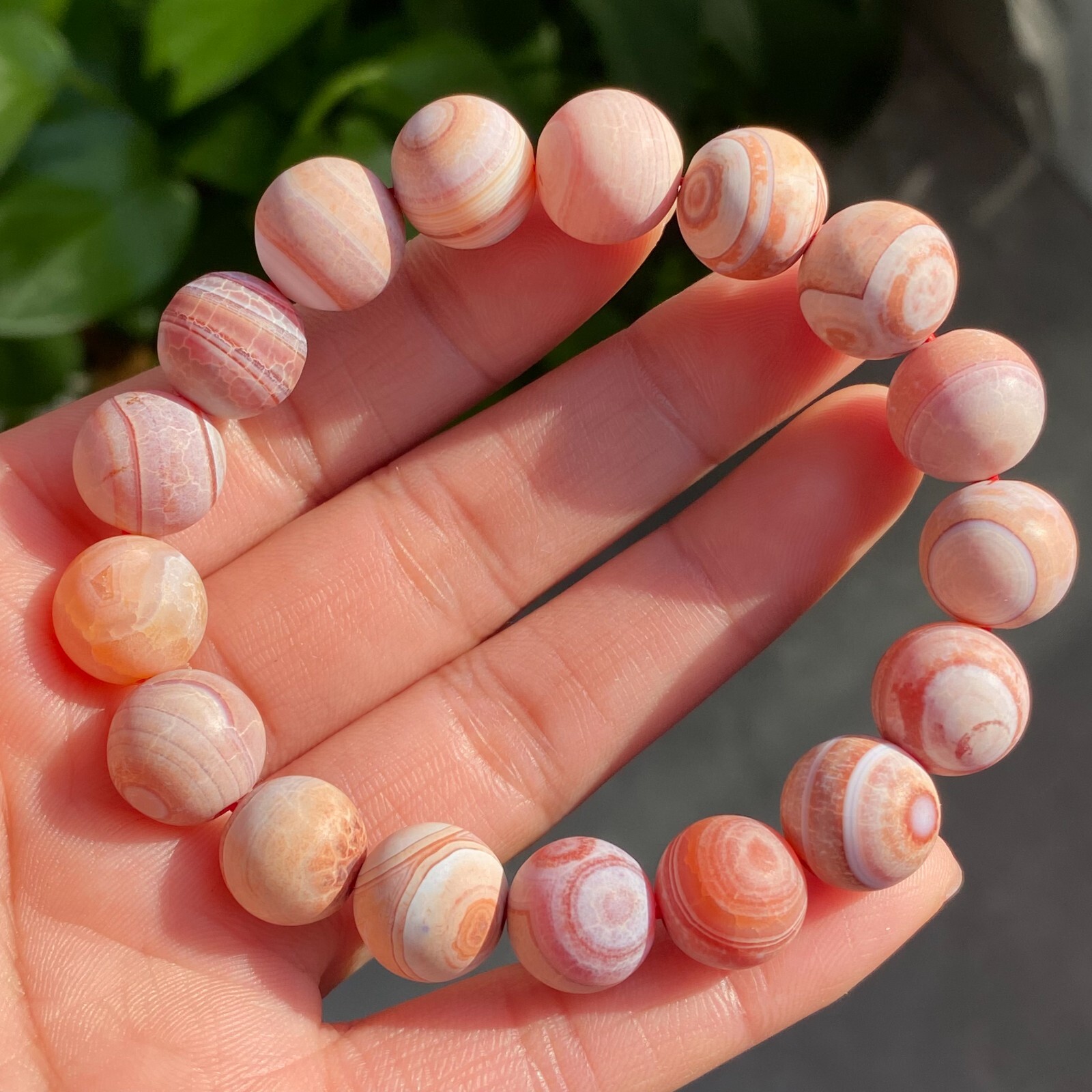 12mm Natural Red Gobi Agate Eyes Madagascar stone Bracelet (not polished) B1528