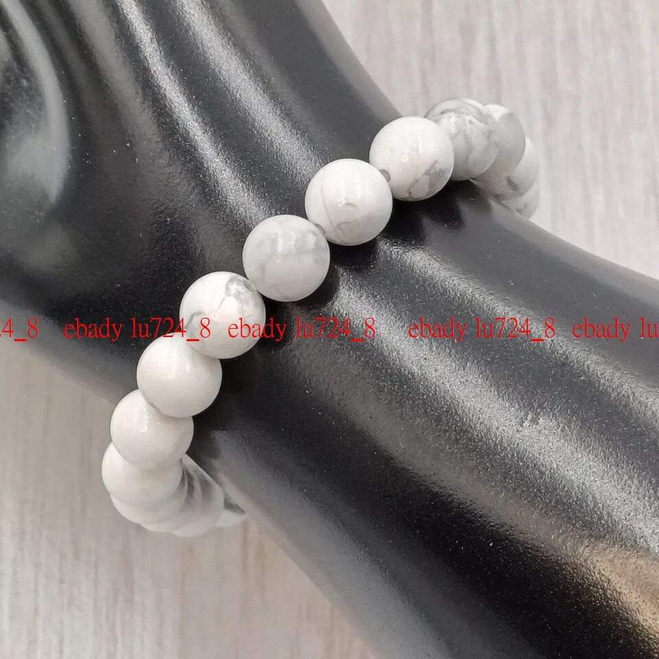 Howlite Bracelet Stretch Handmade Crystal Round Gemstone 4/6/8mm 7-8”