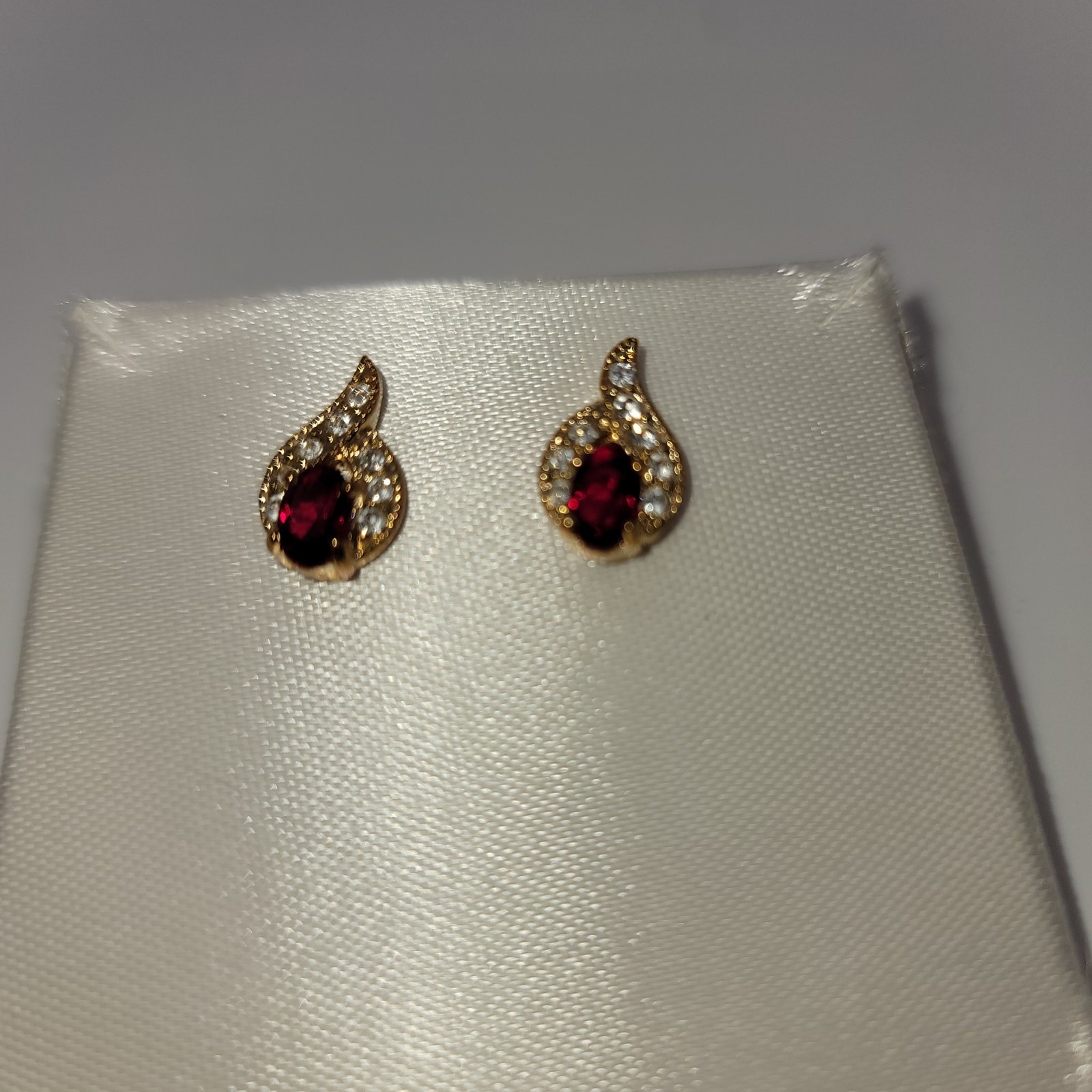 Vintage Roman Jewelry Set Simulated Ruby and Diamond Tear Drop Earrings Pendant