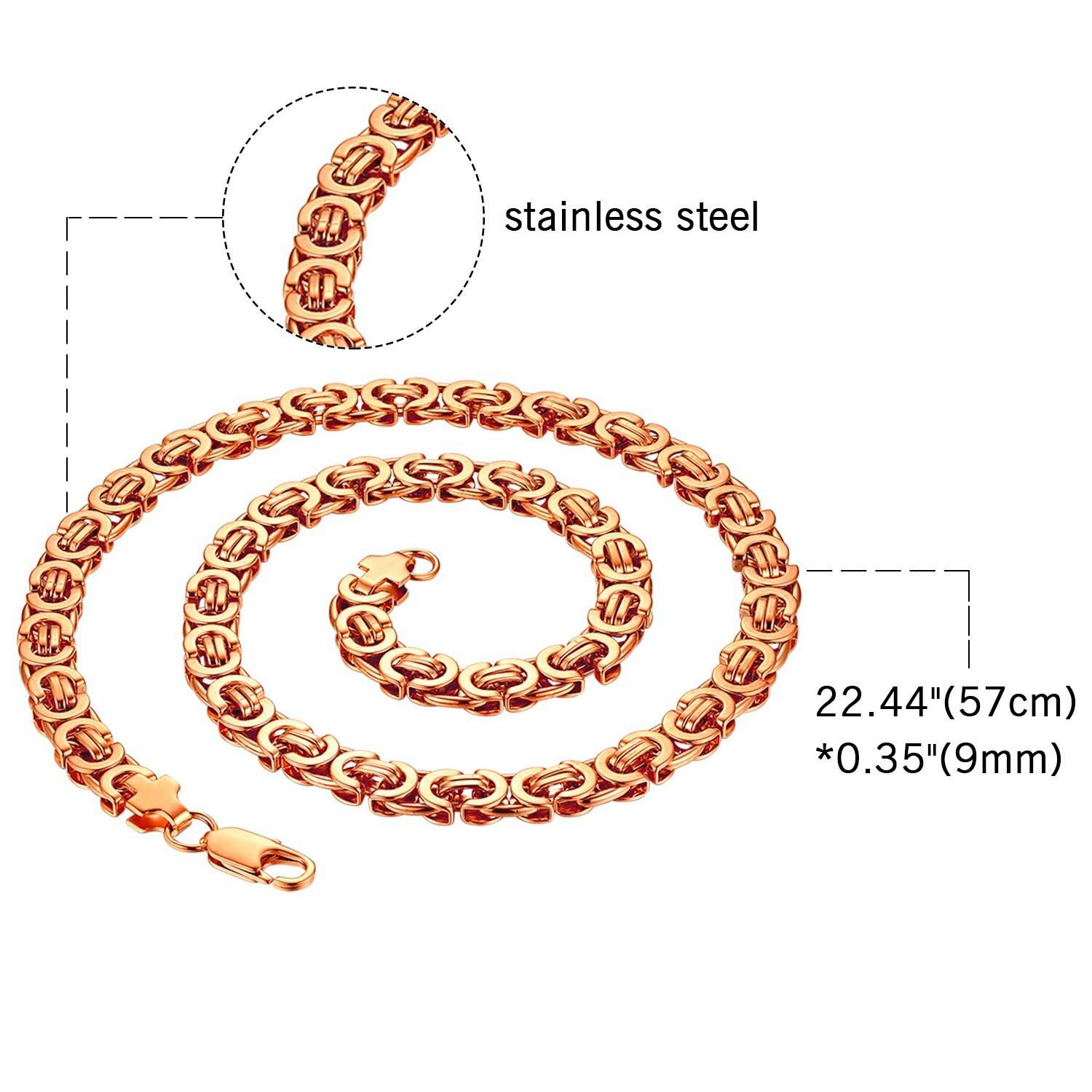 9mm Men Stainless Steel Byzantine Necklace Box Link Chain 22 Inch High Polished