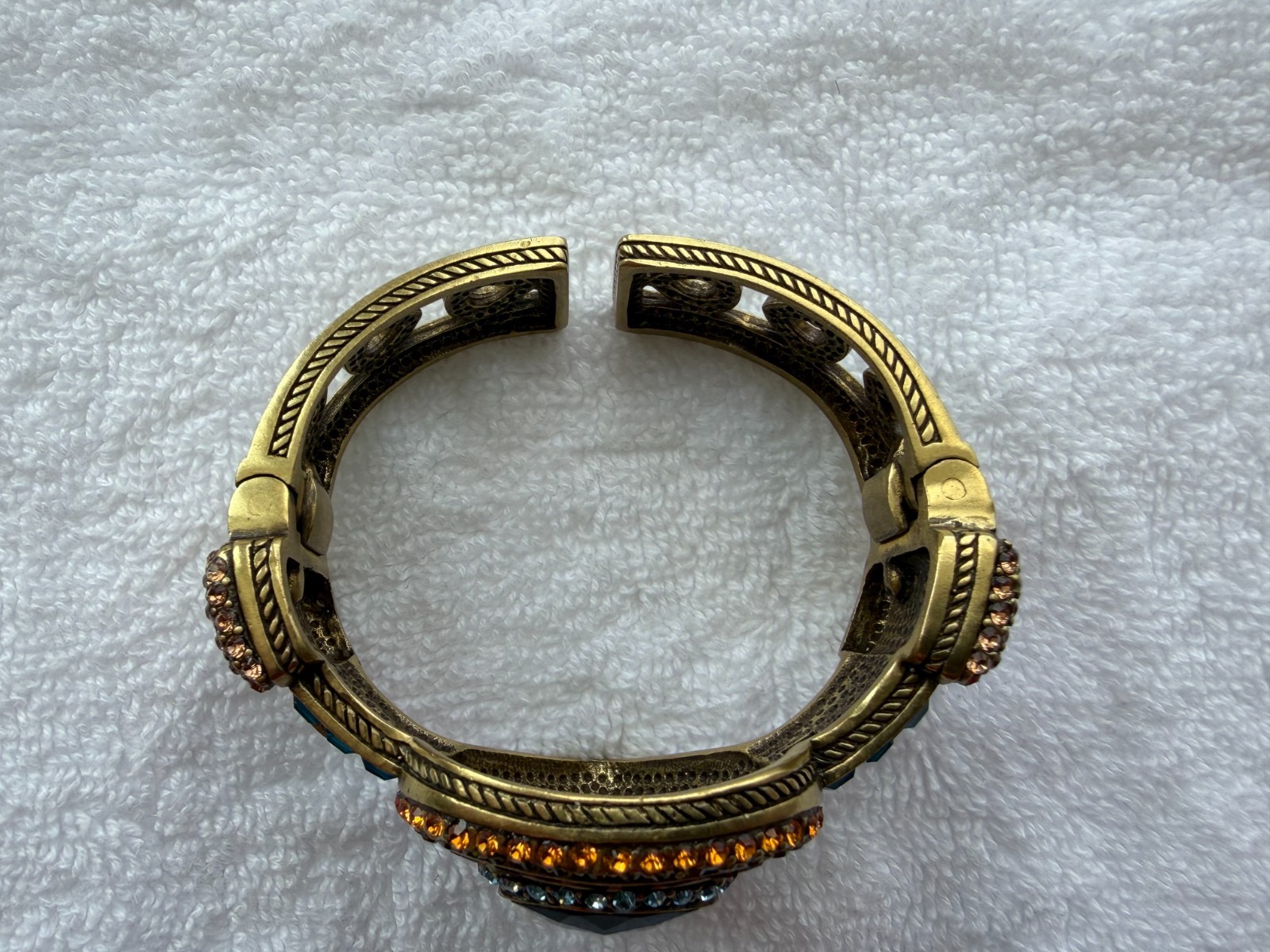 HEIDI DAUS One In A Trillion Hinged Clamper Bracelet Purple Blue Amber Stones