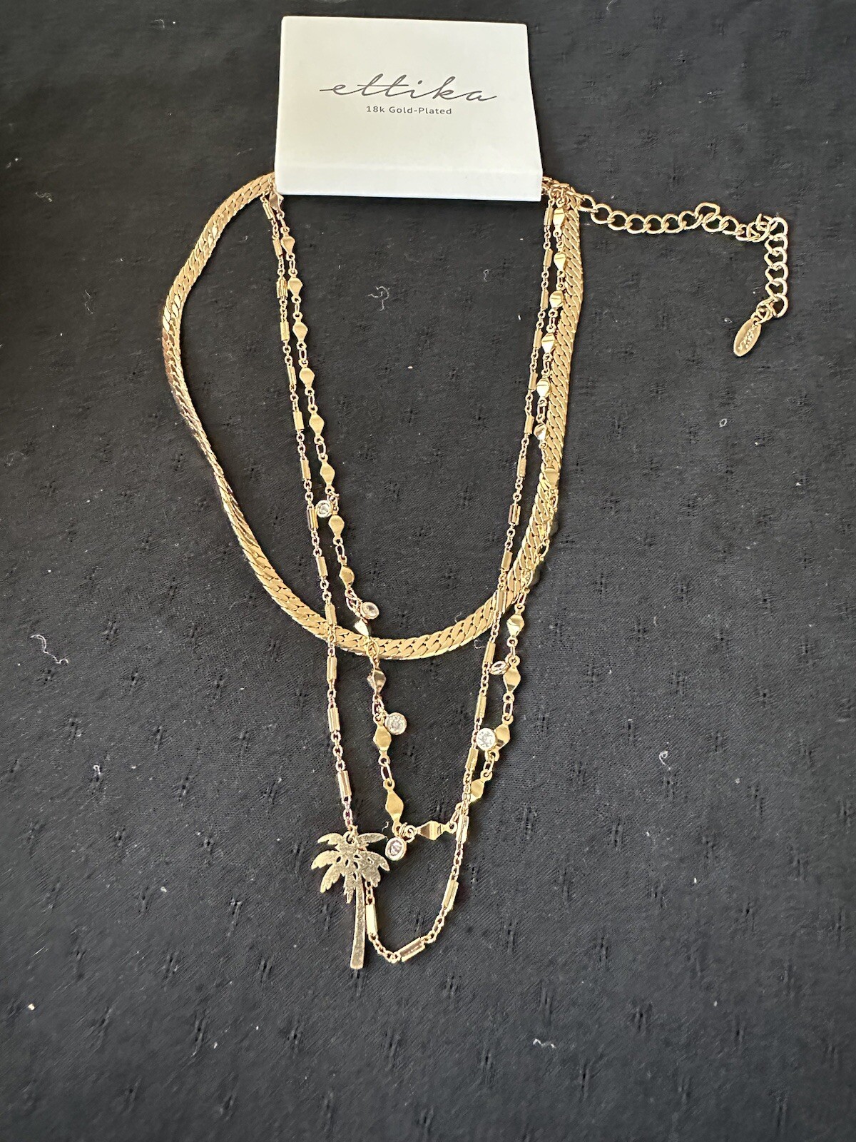 Ettika 18k Gold Plated 3 Layer Palm Necklace With Cubic Zirconia MRSP $55