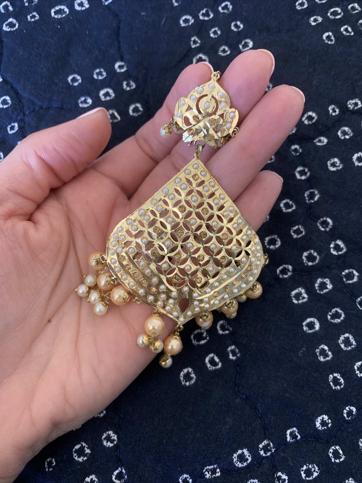 Hyderabadi, Navratan Gold Toned Earrings – Indian Formal Event
