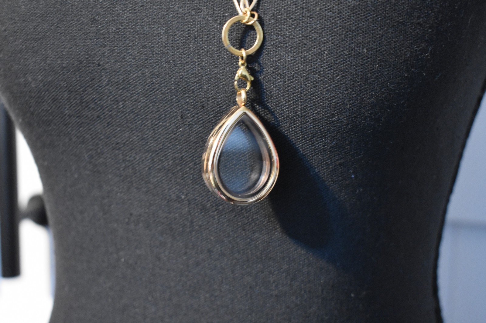 Stainless Steel Tear Drop Locket Pendant Necklace W/ Chain
