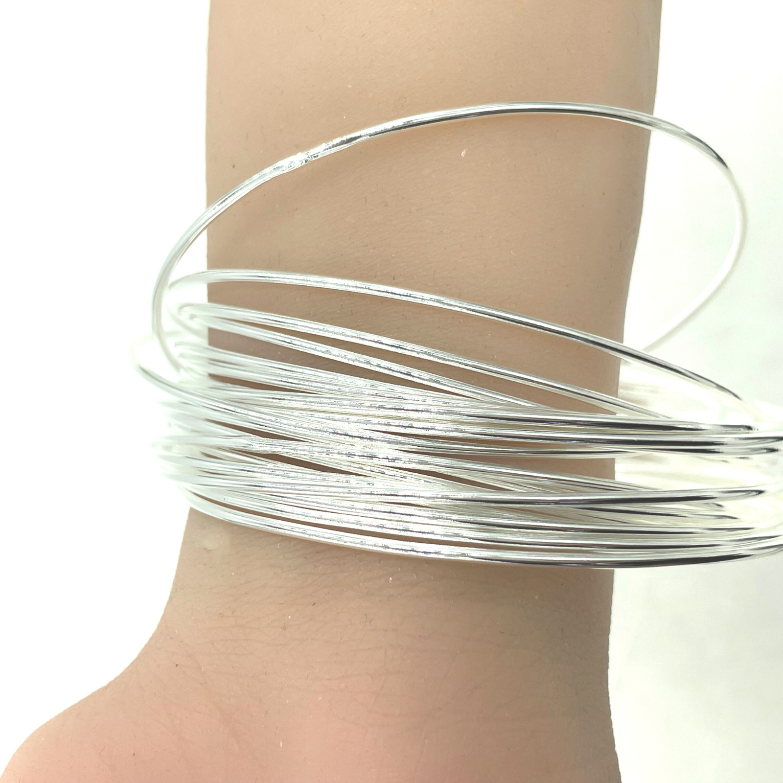 Twenty Ring Bangle Size 8.75 Sterling Silver