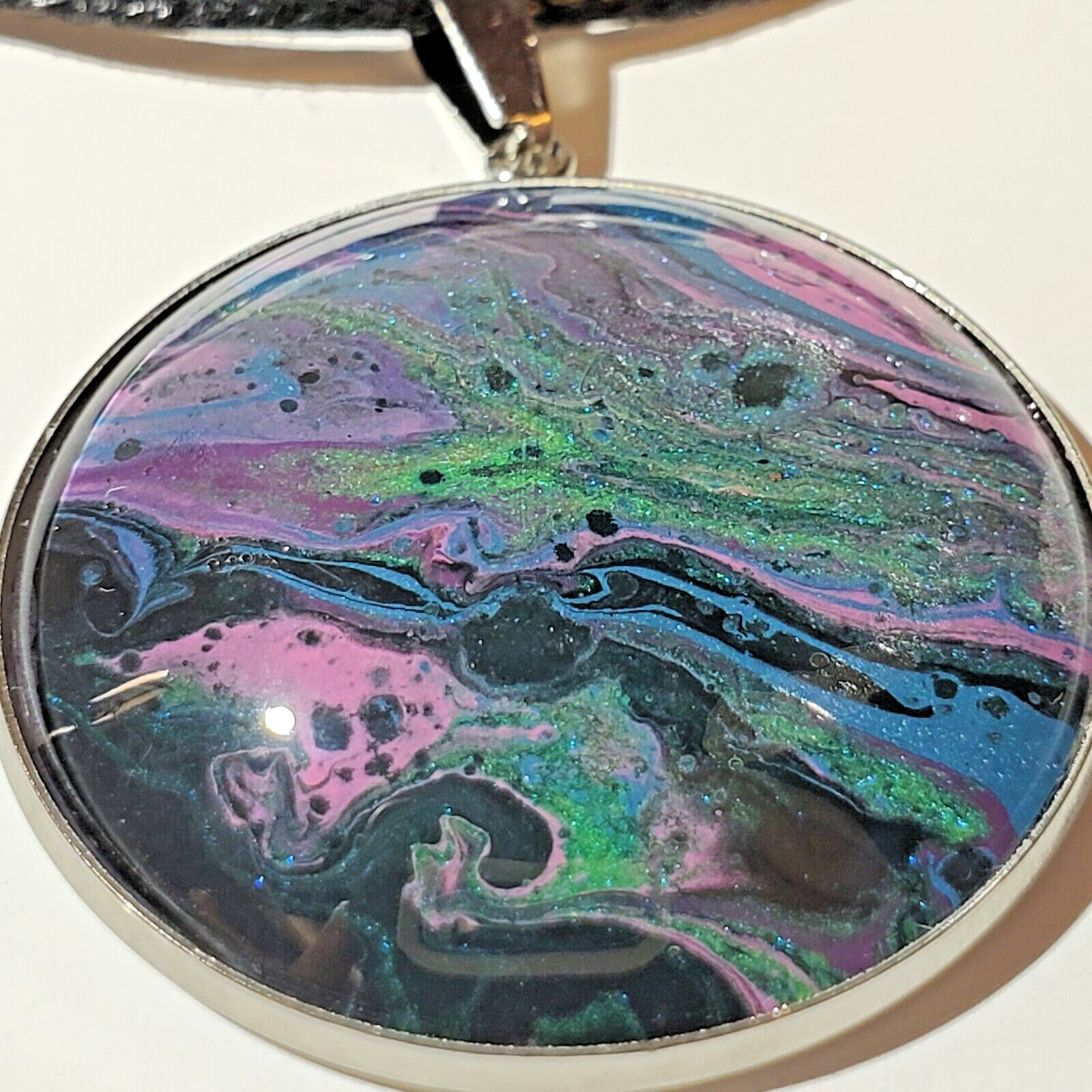 Necklace and Earrings Set, Handmade Acrylic Paint Pour Painting Jewelry, A13