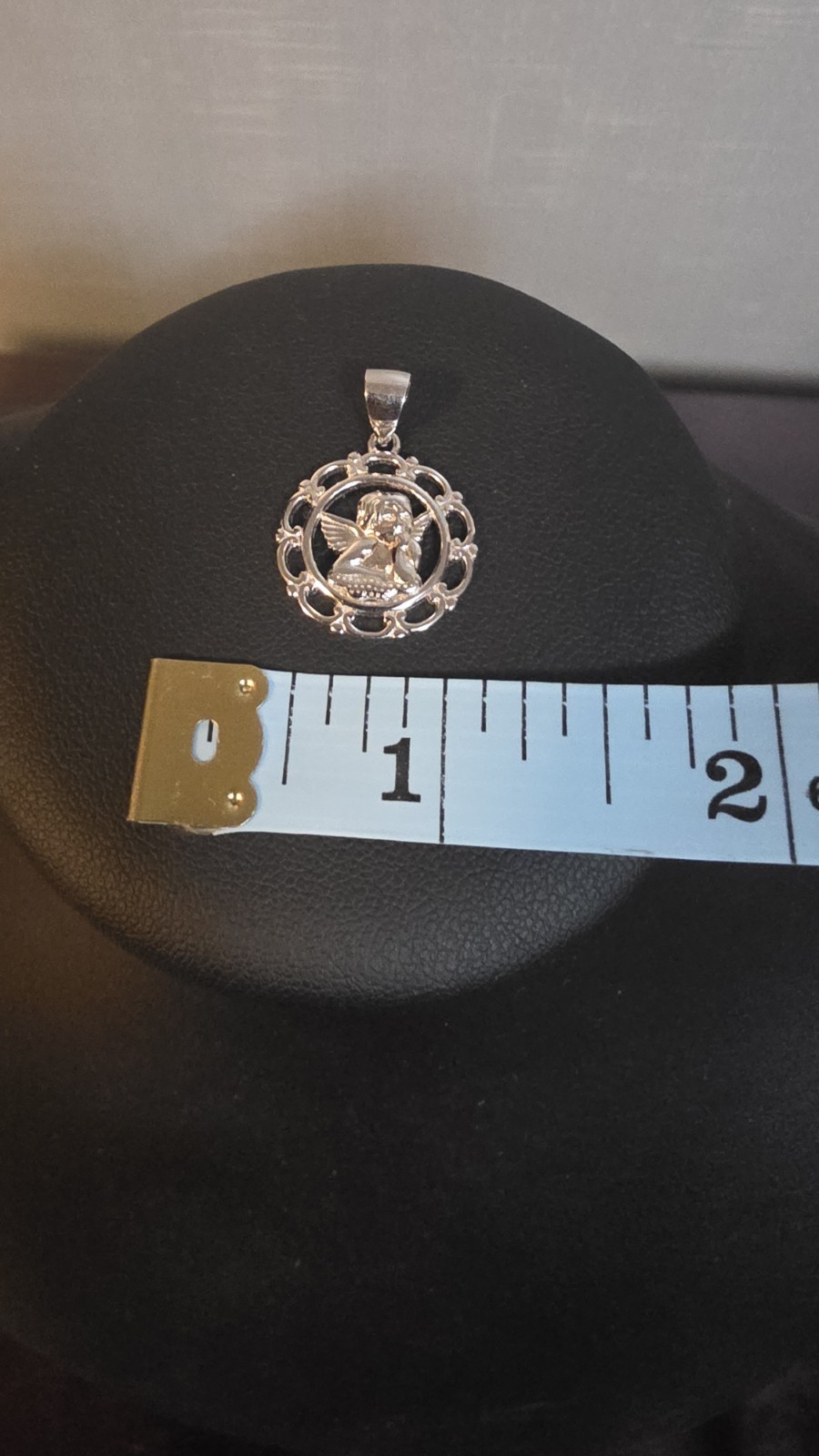 🪽 STAMPED 925 Sterling Silver Round Angel Charm Pendant 🪽