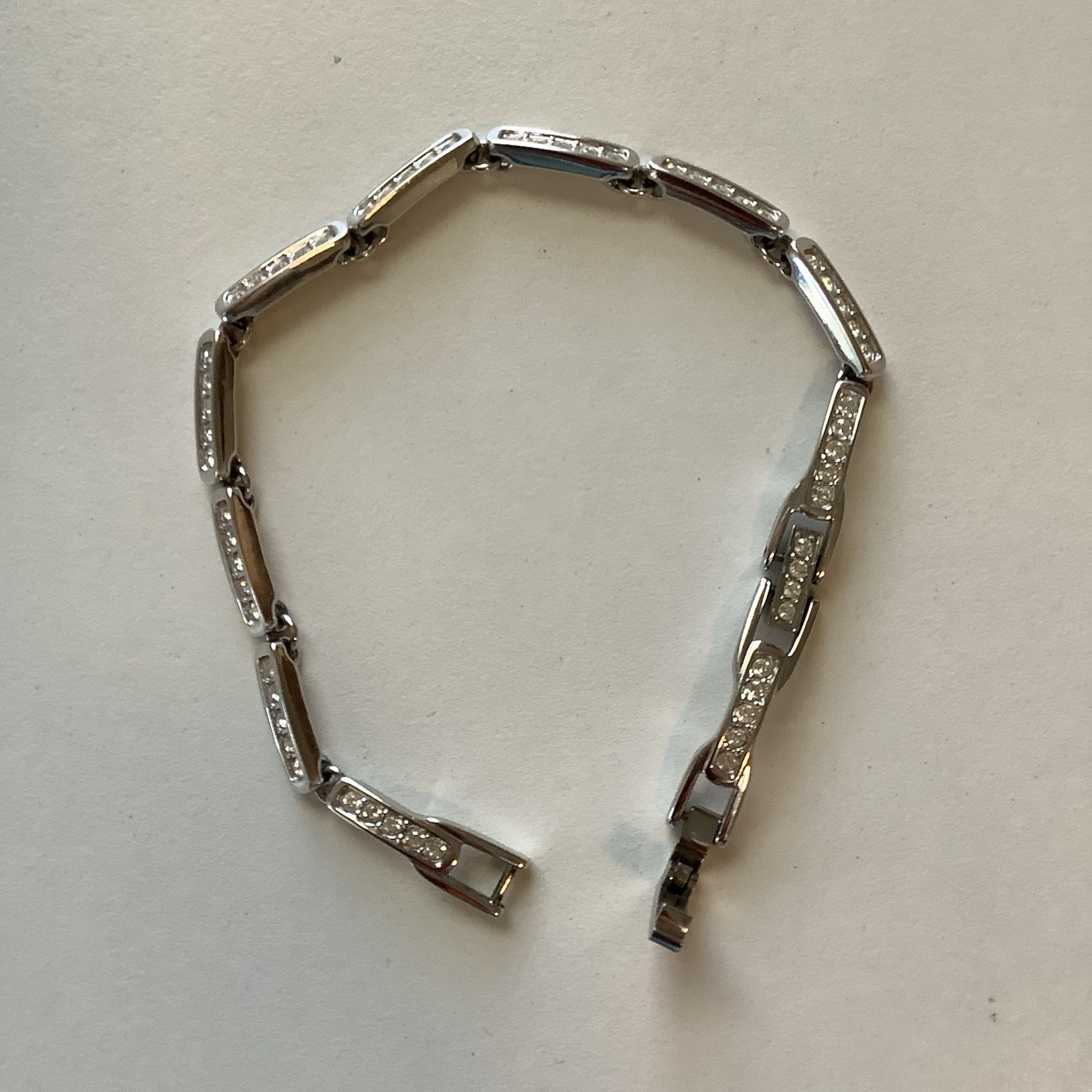 Authentic Swarovski Pave-set Crystal Bar Link Or Tennis Style Bracelet Signed