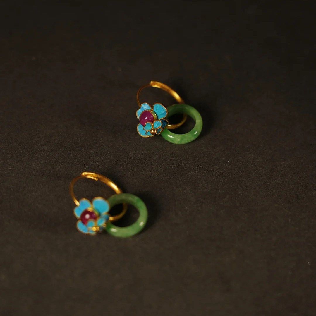 New Chinese Peace Buckle Earrings Hanfu Flower