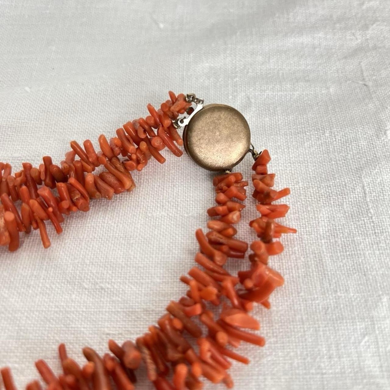 Mid Century Vintage Double Strand Red Branch Coral Necklace