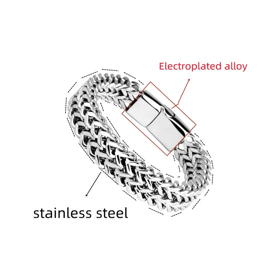 1 pc Stainless Steel Braided Double Row Magnetic Buckle Bracelet