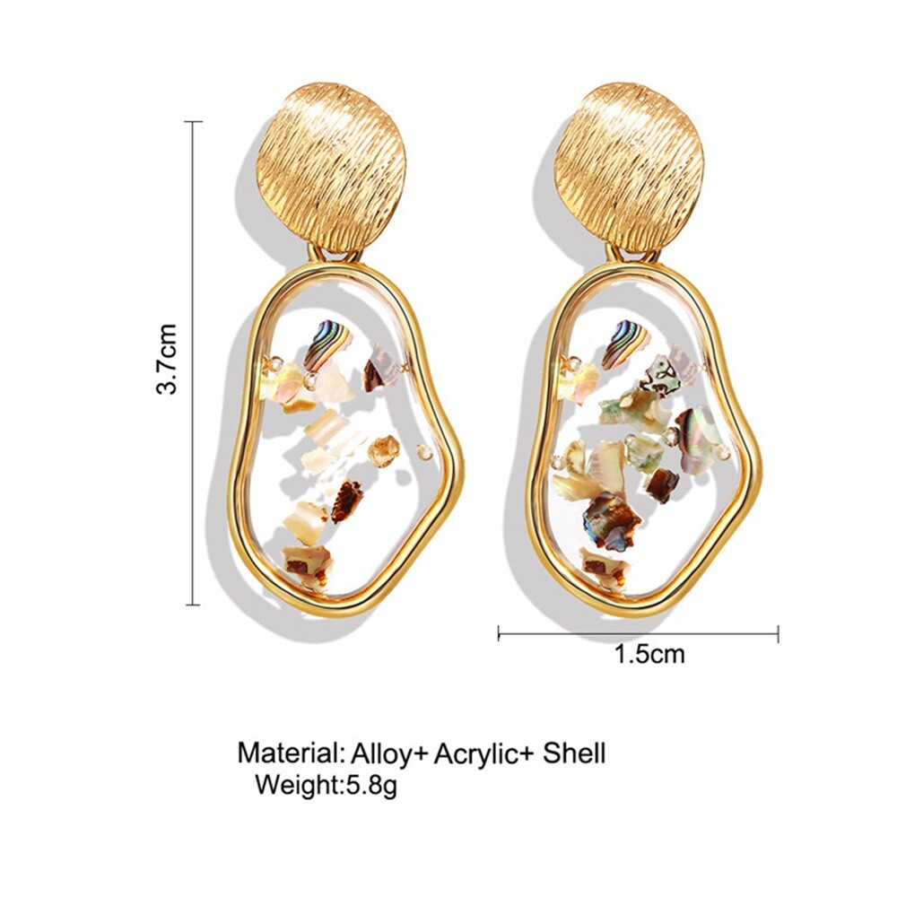 Fashion Geometric Irregular Shell Statement Acrylic Dangle Stud Earrings Jewelry