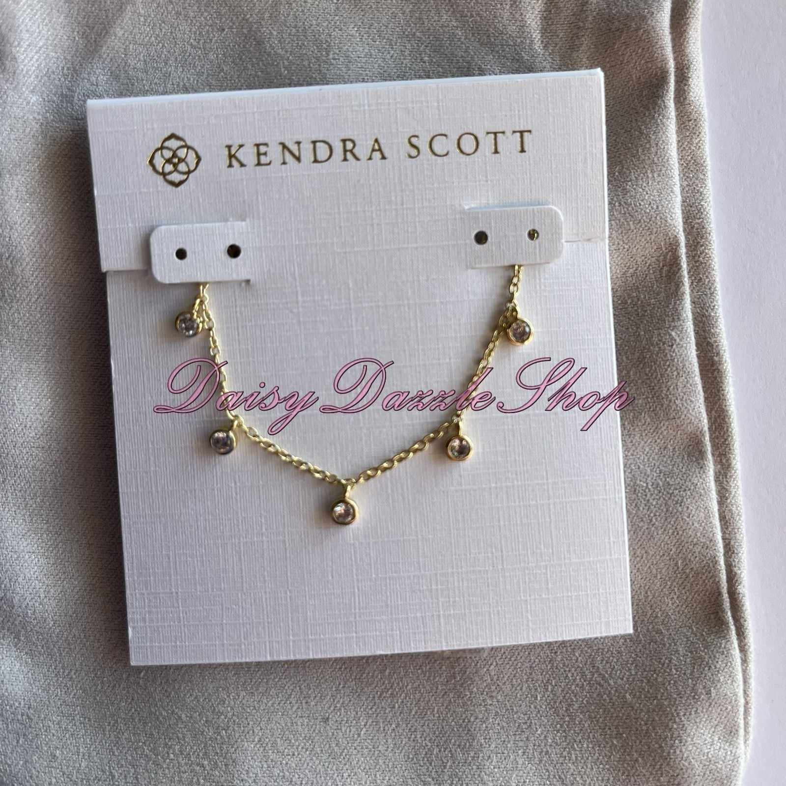 ✨Kendra Scott Amelia Crystal Chain Necklace Gold Multi Mix New $65 Pouch