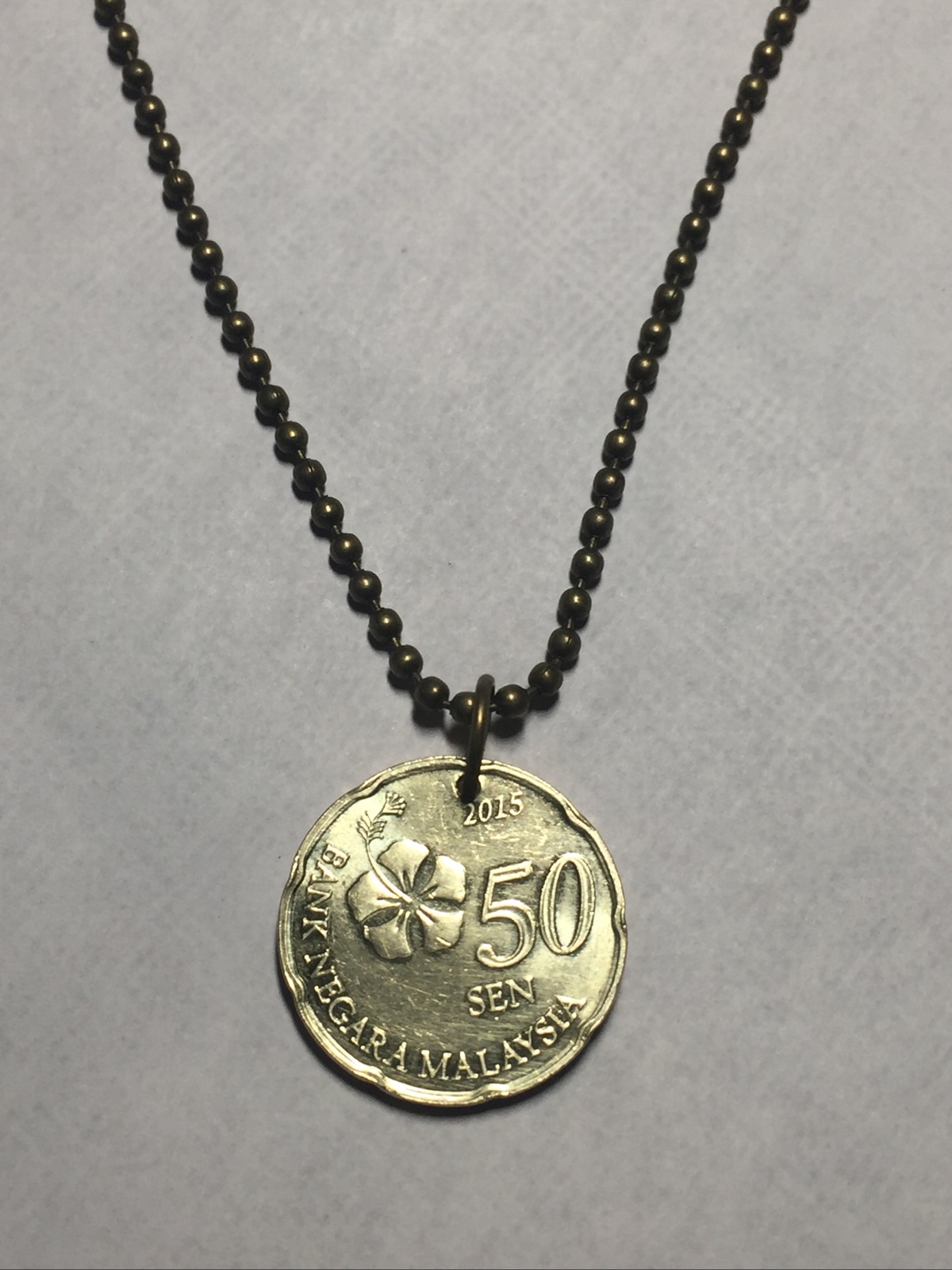Malaysia 50 Sen Coin Pendant Necklace