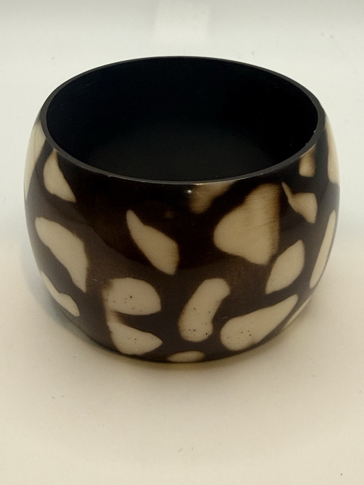 Chunky Acrylic Bangle Bracelet Animal Print Brown Cream Size 8”