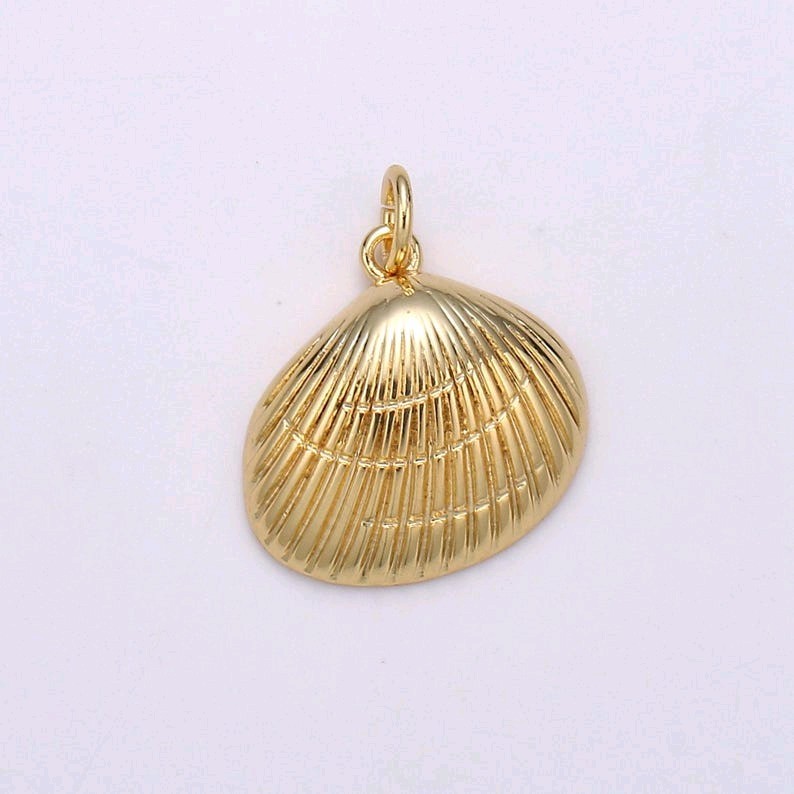 24K Gold Filled Scallop Shell Charm Beach Coral Pendant DIY Jewelry