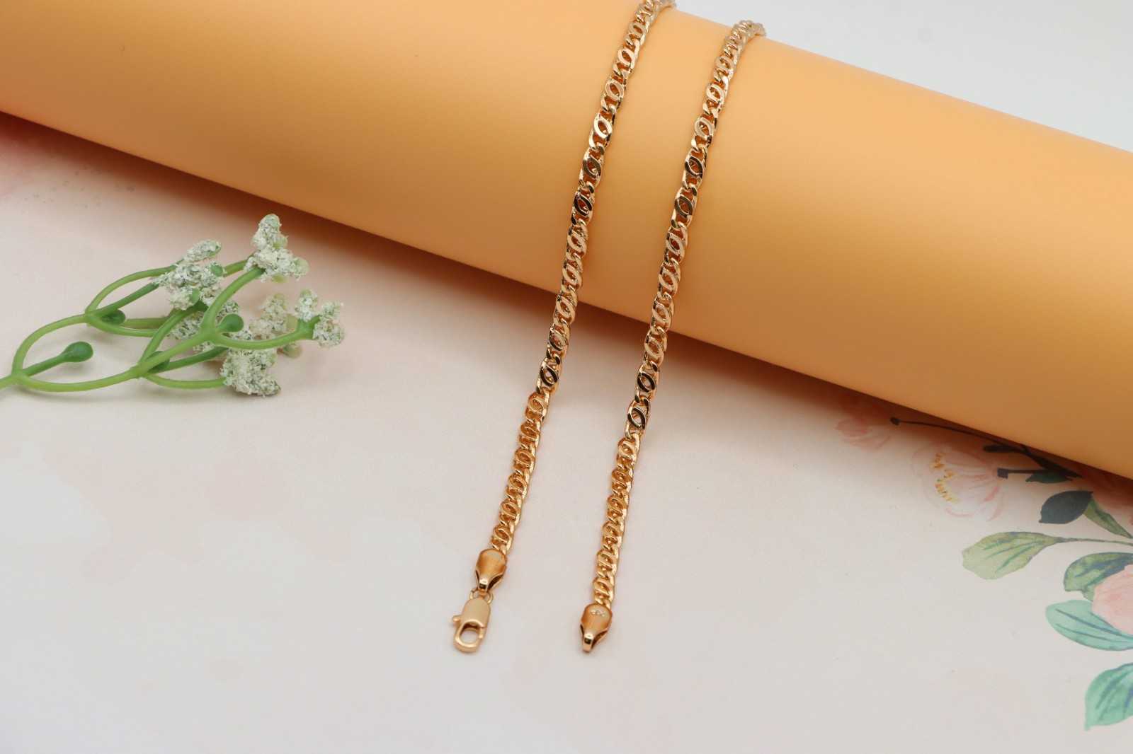 Bold Rose Gold Flat Link Chain Necklace for Everyday Style, XPNL0247