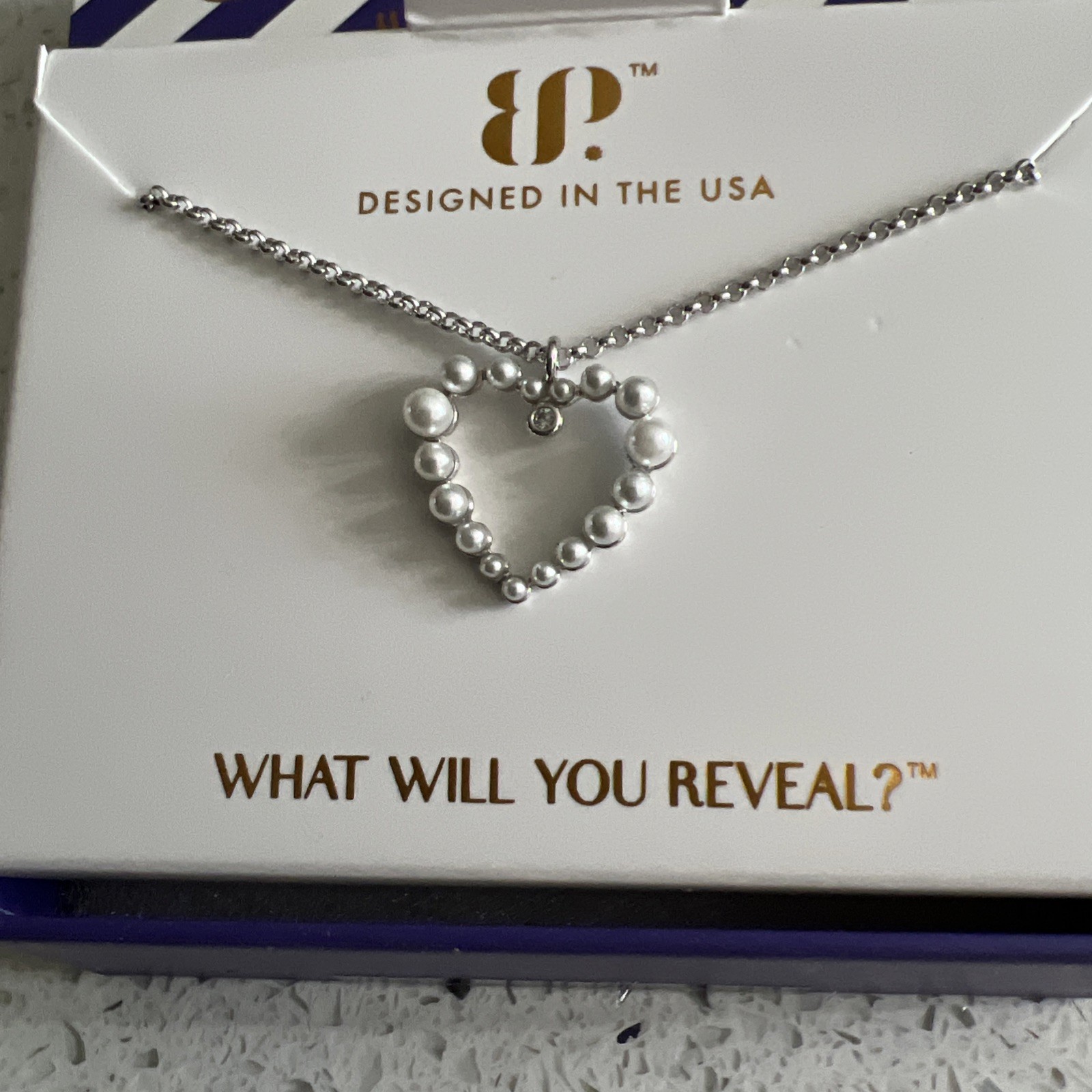 Bomb Party June 2026 💜 “The Heartfelt Necklace “Ceramic Pearl Rhodium -Dup