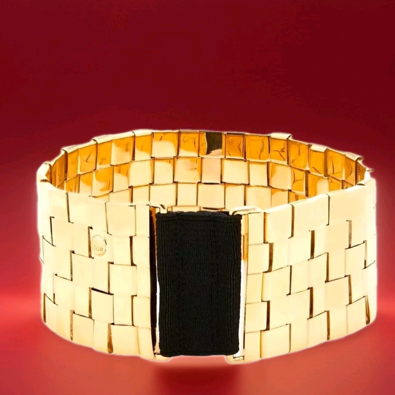 Chloe Bracelet Cuff Tilly Gold-Tone Tiled Design Size M/L Made in Italy New $515