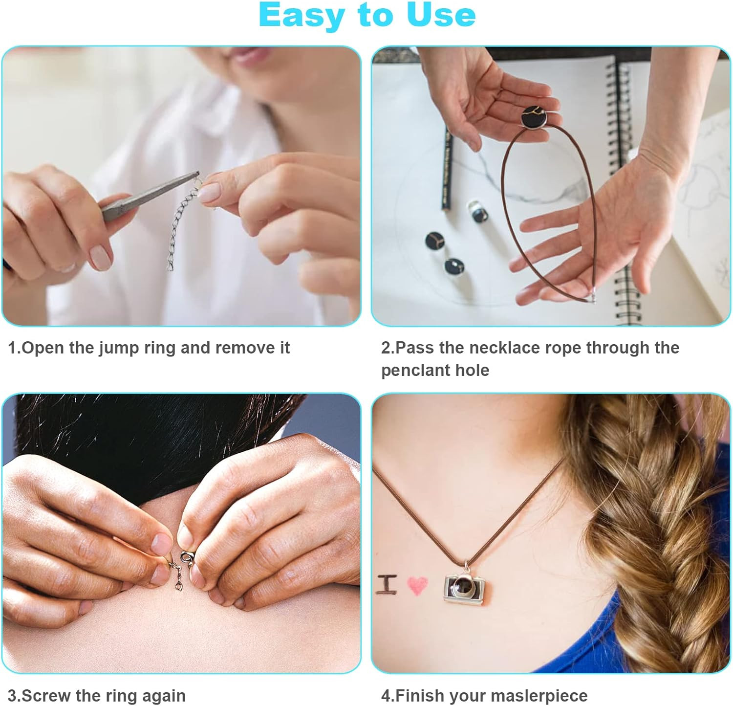 100 Pcs Leather Necklace Cord with Clasps, Rope Necklace String, 5 Colors Neckla