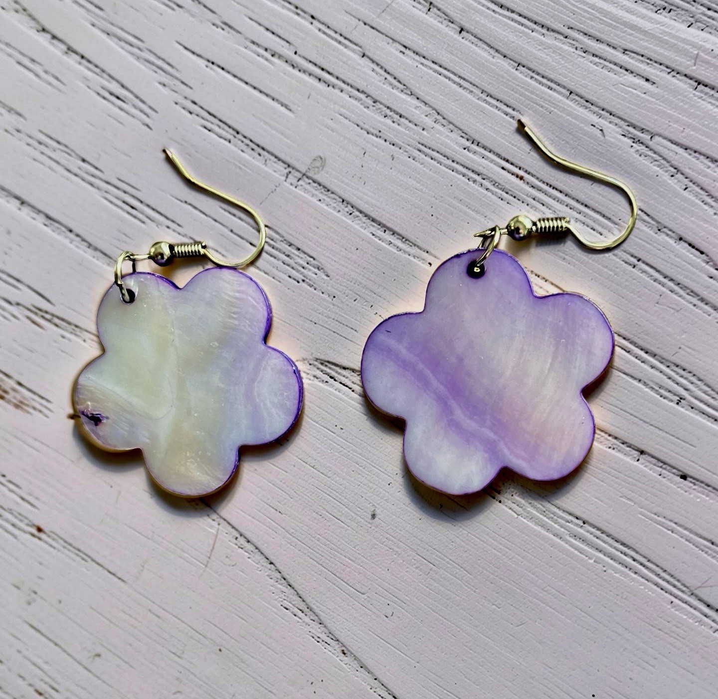 Floral Flower Dangle Pierced Earrings Blue Purple Swirl Petal 2 Pair Women New