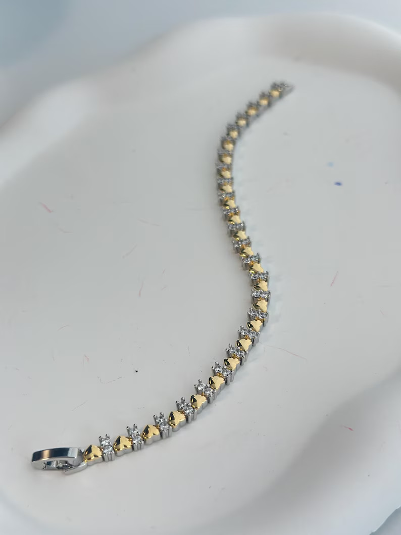 8.15Ct Round Simulated Diamond 925 Yellow Sterling Silver Dainty Tennis Bracelet