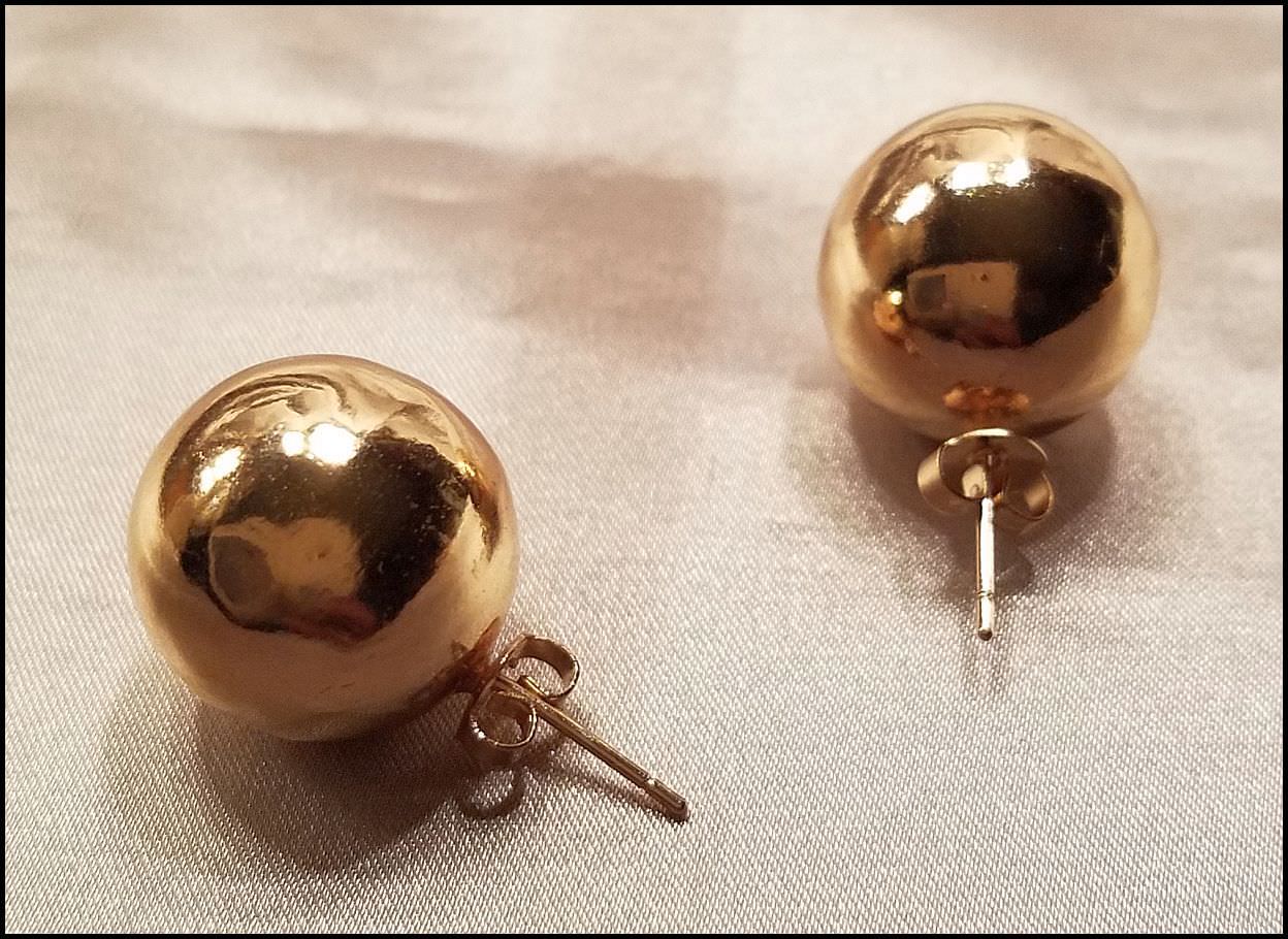 CLASSIC GOLD BALL LARGE 20 MM STUD EARRINGS NEW USA SELLER