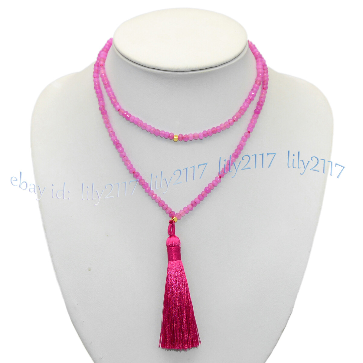 Faceted 2x4mm Multiple Gemstone Rondelle Beaded Tassel Pendant Necklaces 28-48”