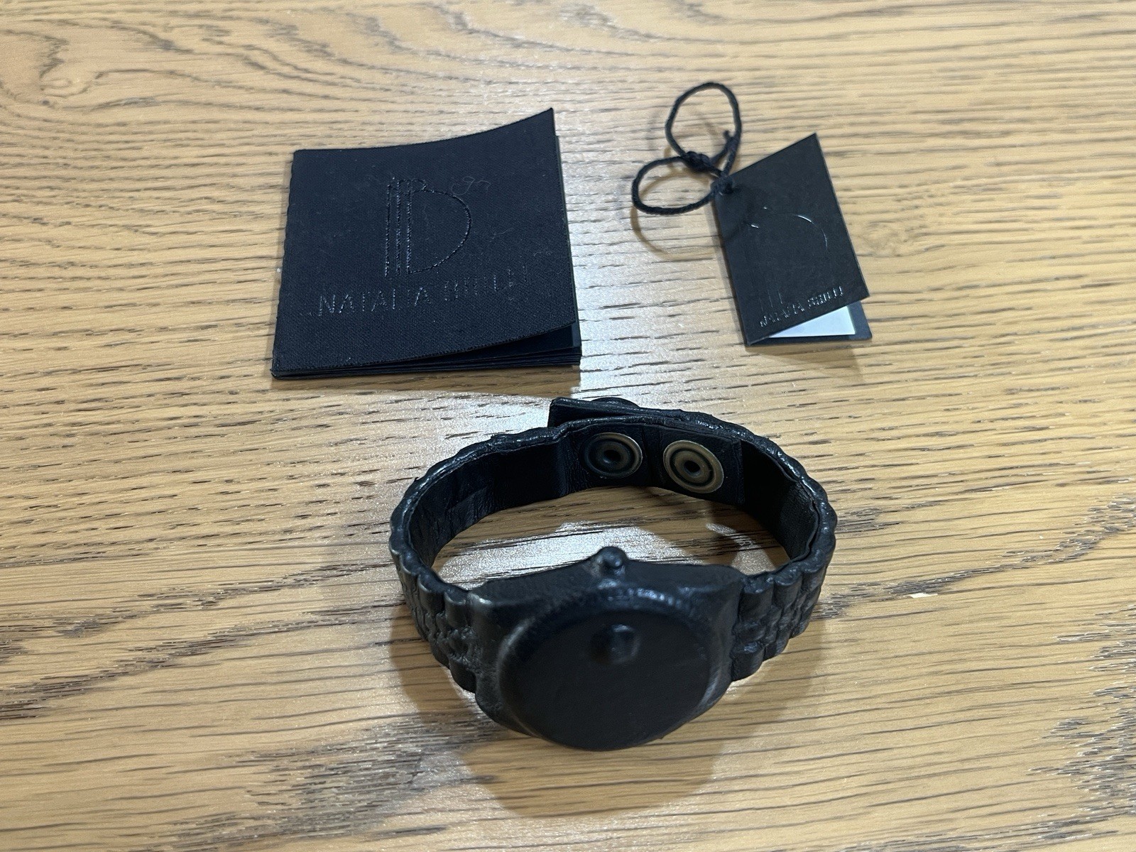 Natalia Brilli Nolex Black Leather Bracelet Good condition with box RARE