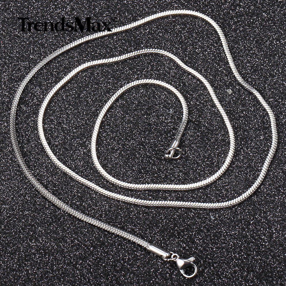 0.9-2mm Silver Solid Stainless Steel Square Snake Chain Necklace Women Men Jewel