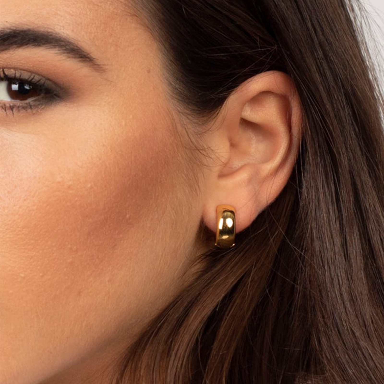 Gold Chunky Hoop Earrings for Women Sterling Silver Thick Small,