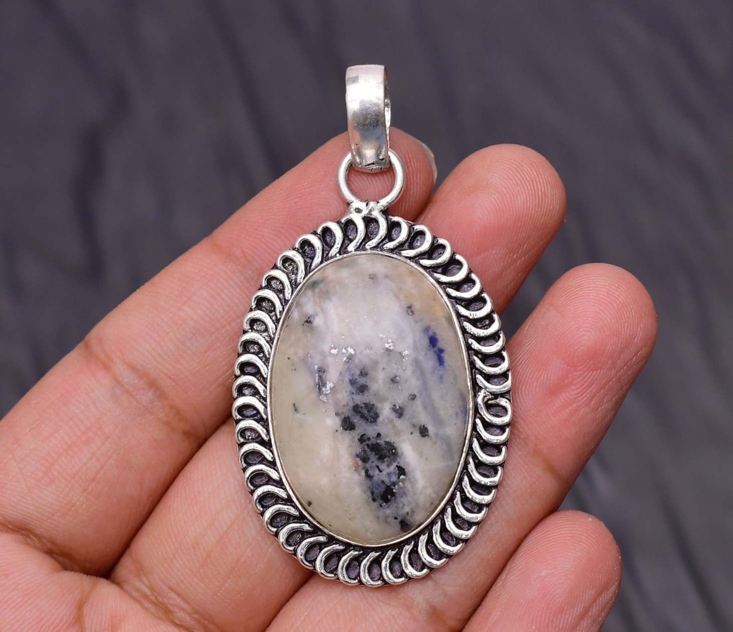 Sodalite Gemstone 925 Sterling Silver Jewelry Pendant 2.16″