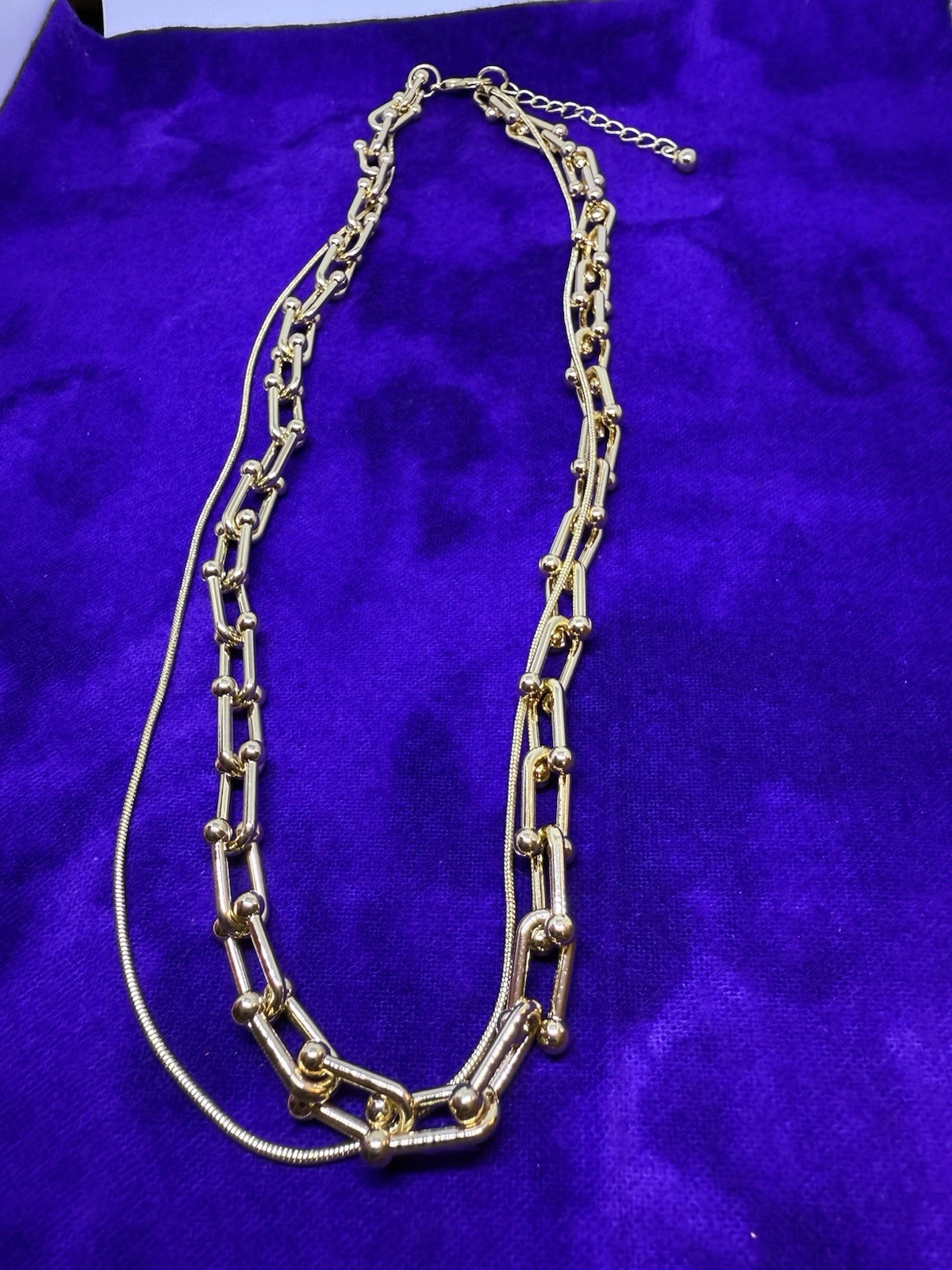 Geometric Link Chain Necklace, Alloy, Goldtone, 20 In.