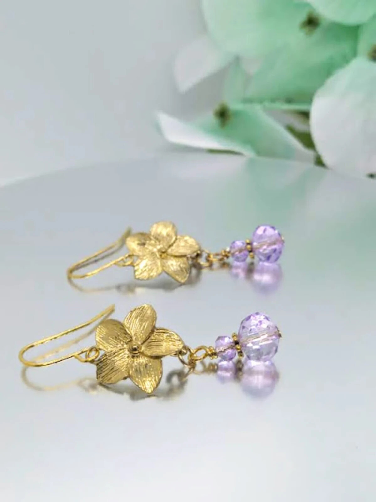 Gold Plumeria Earrings, Gold Bridal Earrings, Dainty Gold Earrings, Flower