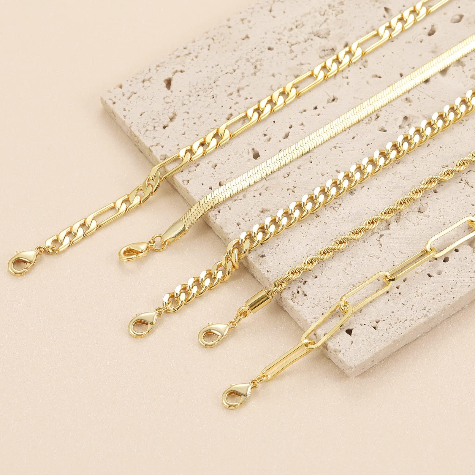 DEARMAY 14K Gold Plated Bracelets for Women Jewelry Sets for Trendy Dainty St…