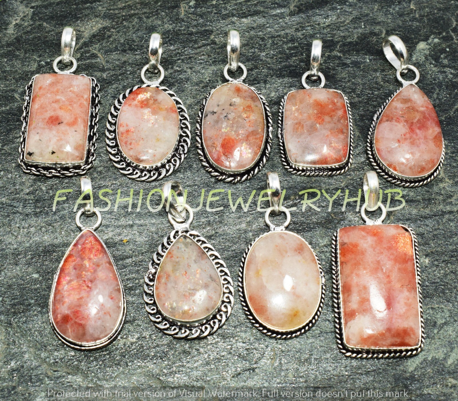 Sunstone Gemstone Pendant Wholesale Lot 925 Silver Plated For Woman