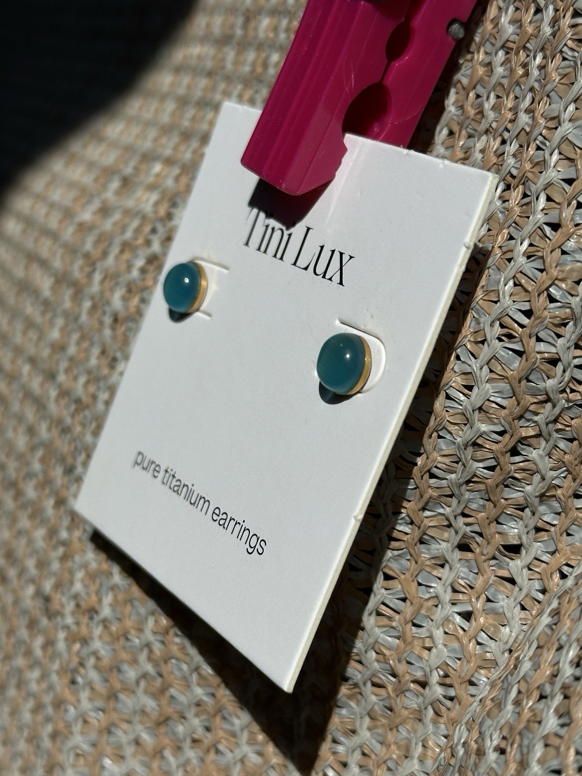 Tini Lux Blue and Gold 6mm Studs Titanium Hypoallergenic Nonallergenic