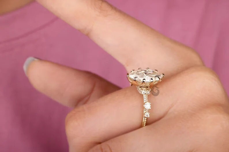 Wedding Womens Ring Sterling Silver Moissanite Gemstone Ring Handmade Ring