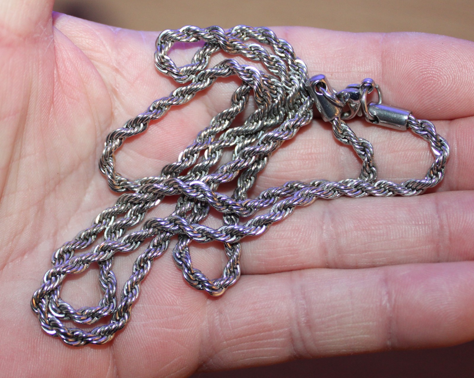 3.5 mm Solid Stainless Steel Rope Chain Necklace 28.5″ 25 Grams Total Weight New
