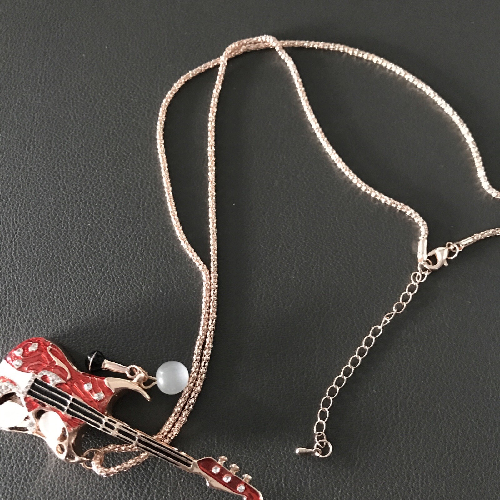 Handcrafted Guitar Charm (3.5 in / 9cm) w/adjustable Necklace (31 in / 80cm)