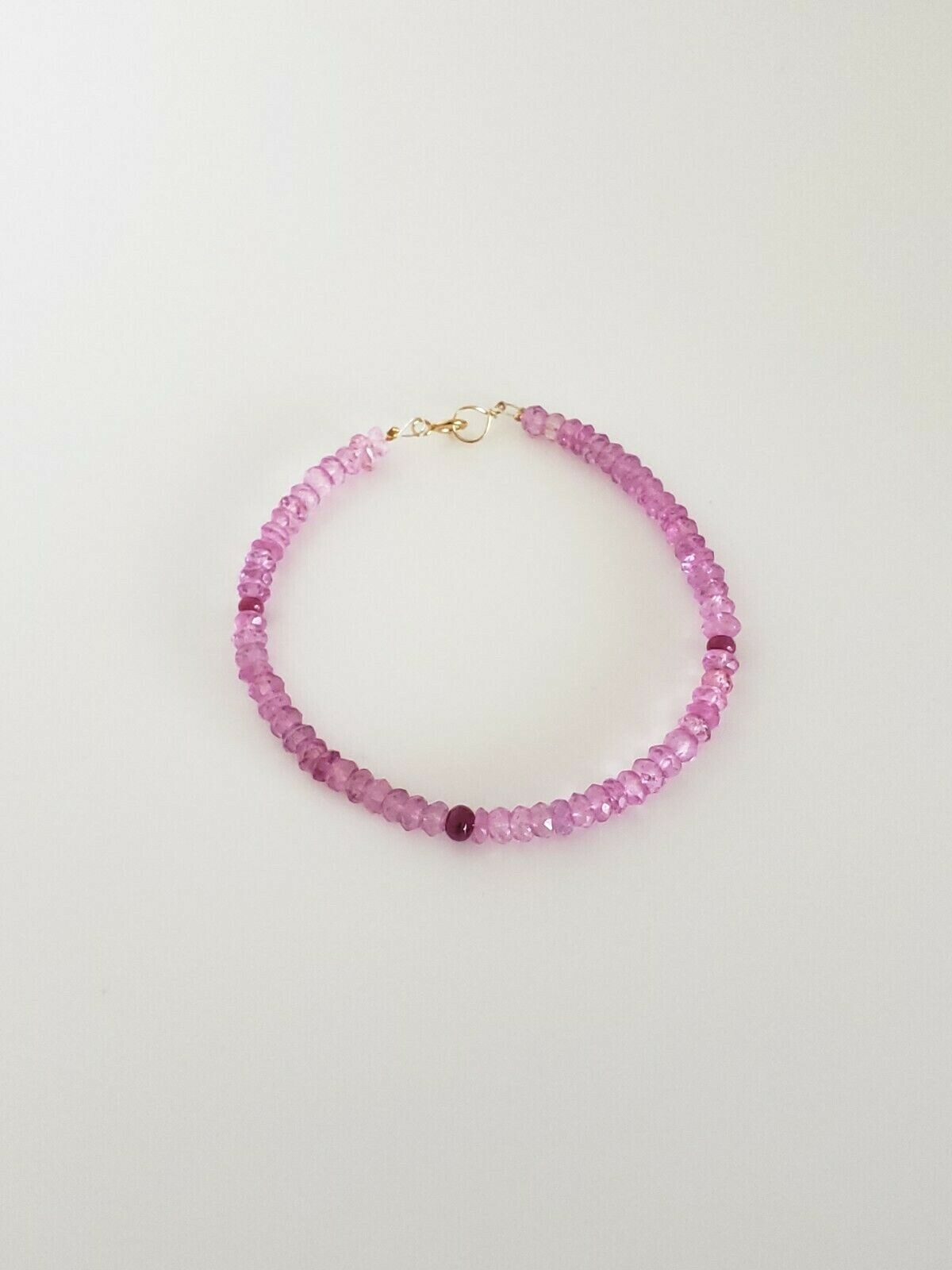Pink Topaz and Pink Sapphire Bracelet 14k Yellow Gold Rose Gold Filled or Silver