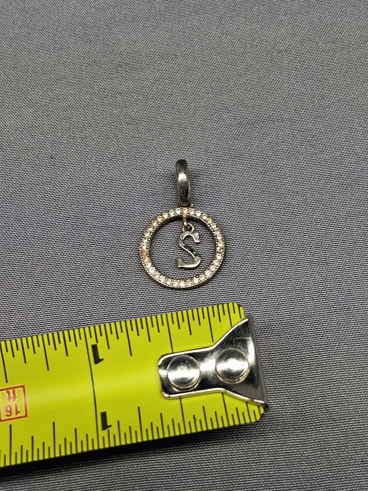 BSI 925 Sterling Silver Letter Iniital “S” W/Clear CZ’s Pendant 1″