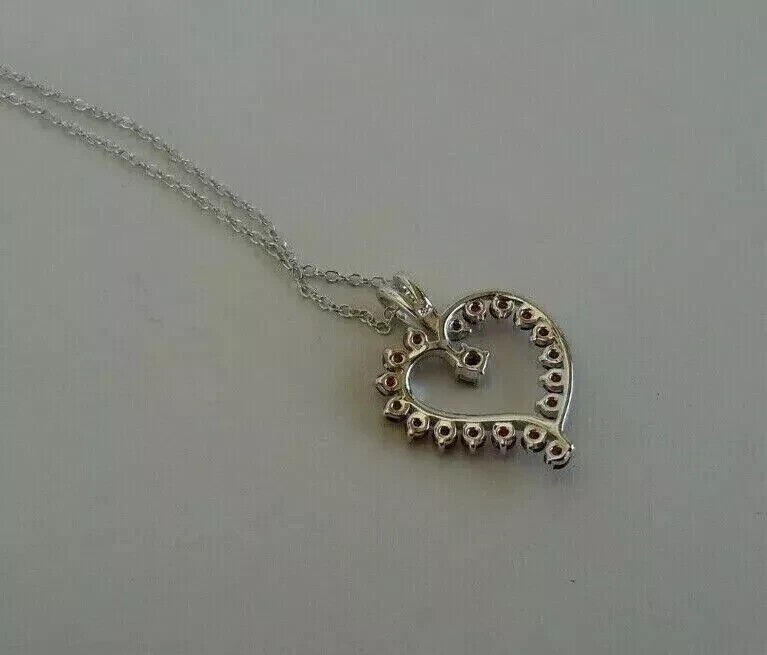 2Ct Round Simulated Garnet Women’s Heart Charm Pendant In 14k White Gold Plated